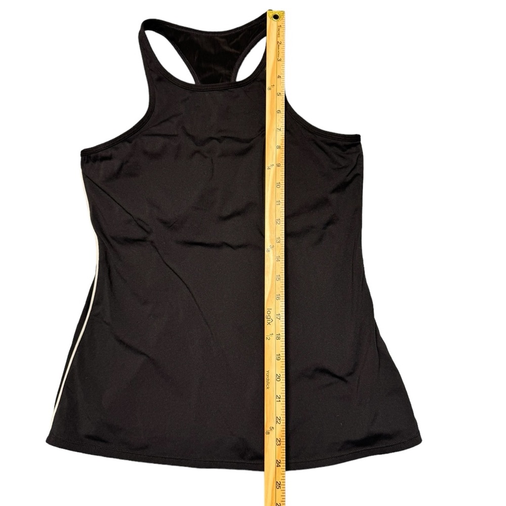 Fabletics Racerback Tank Top Black White Side Stripe Sz M Built in Bra Athletic - Picture 7 of 10